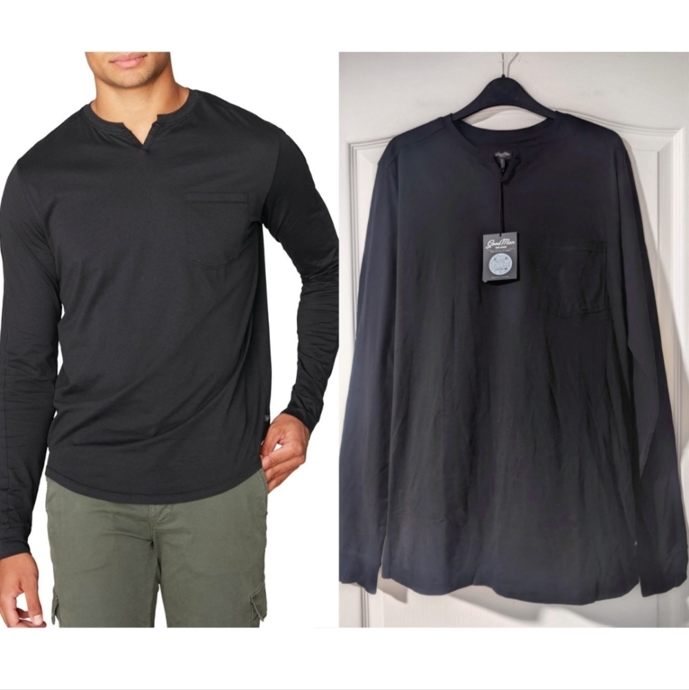 Good Man Brand | Victory V-Notch Long Sleeve Tee In Black